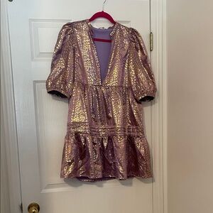TCEC Light Purple and Gold Leopard Print Dress